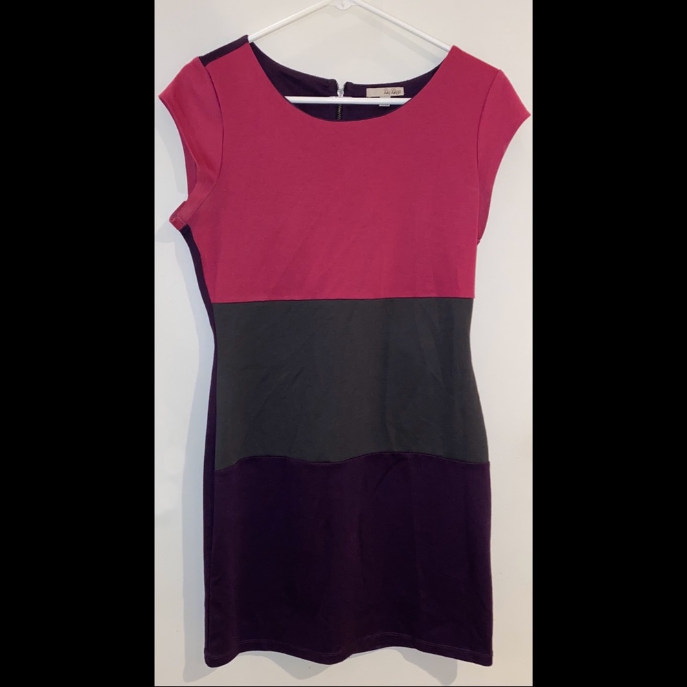 Color-Block Pink, Gray & Purple Dress